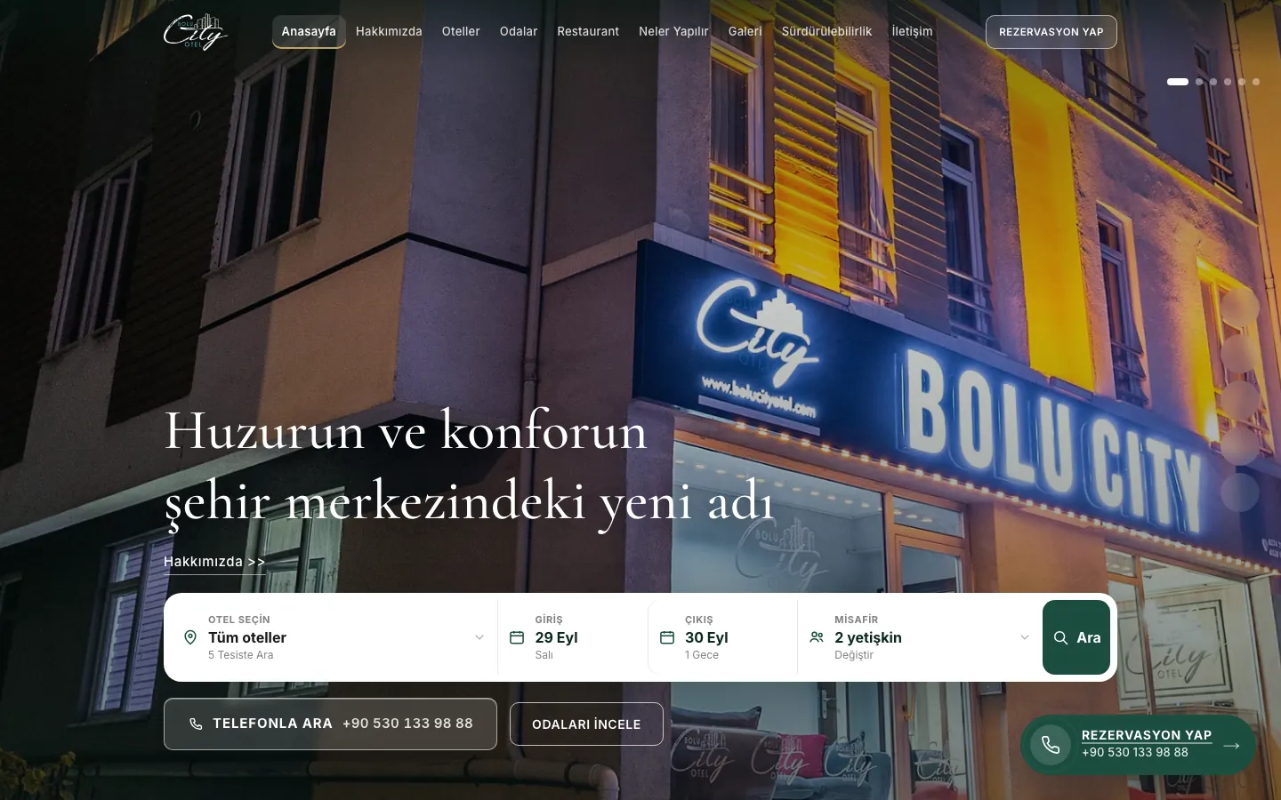 bolucityotel.com ana sayfası ve otel, tarih, misafir arama kutusu