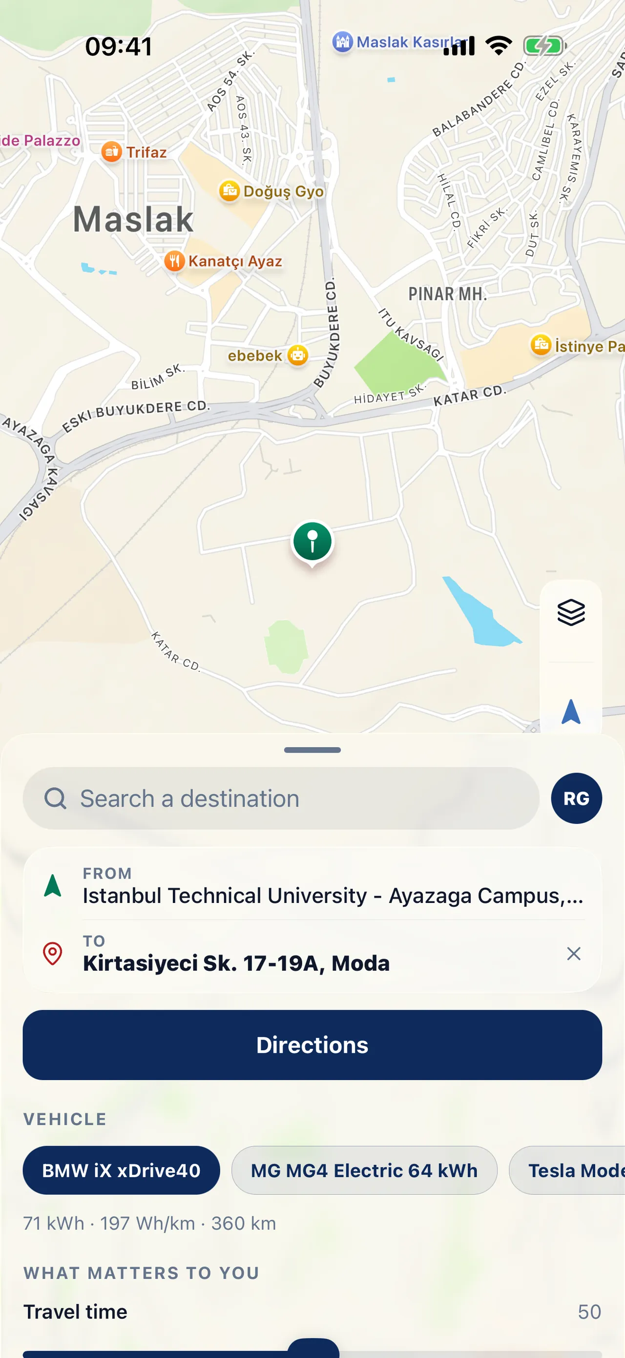 Route Generator uygulamasında rota planlama ekranı