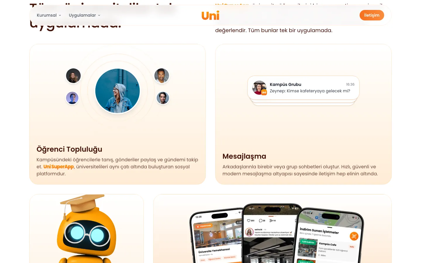 unisuperapp.com modüller bölümü