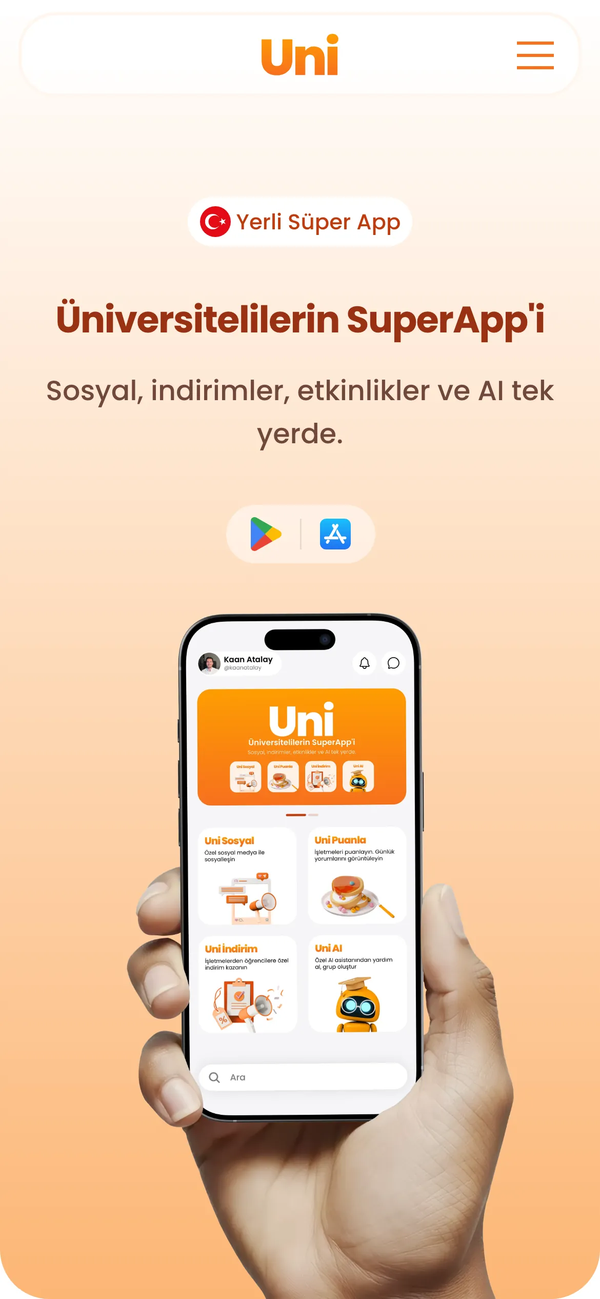 unisuperapp.com mobil görünüm