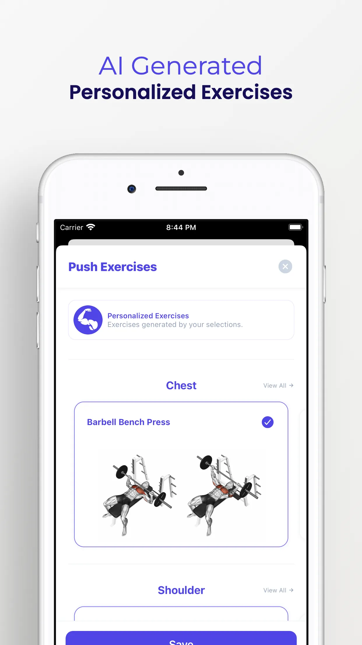 Workout Programmer kişisel egzersiz ekranı
