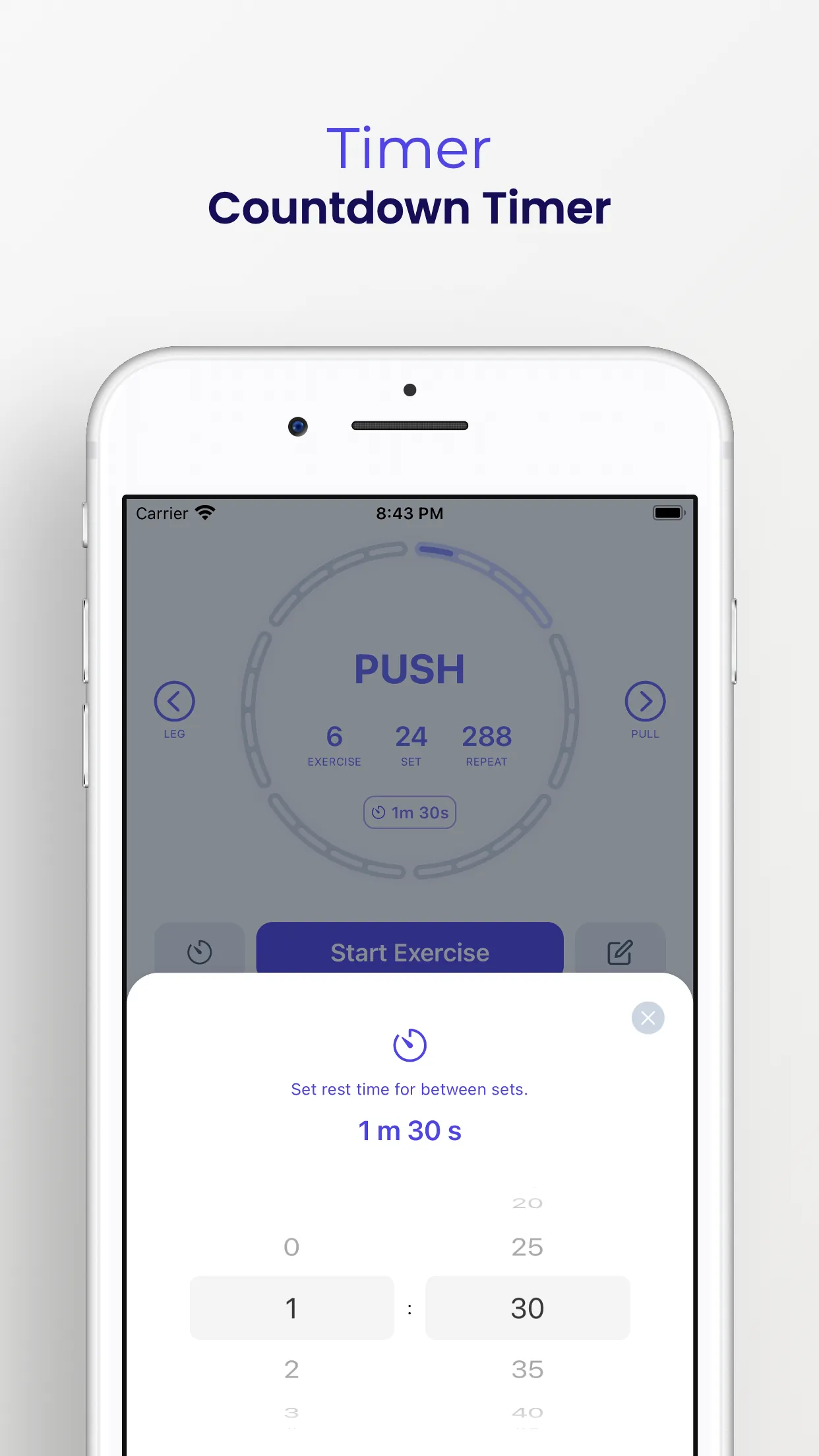 Workout Programmer zamanlayıcı ekranı