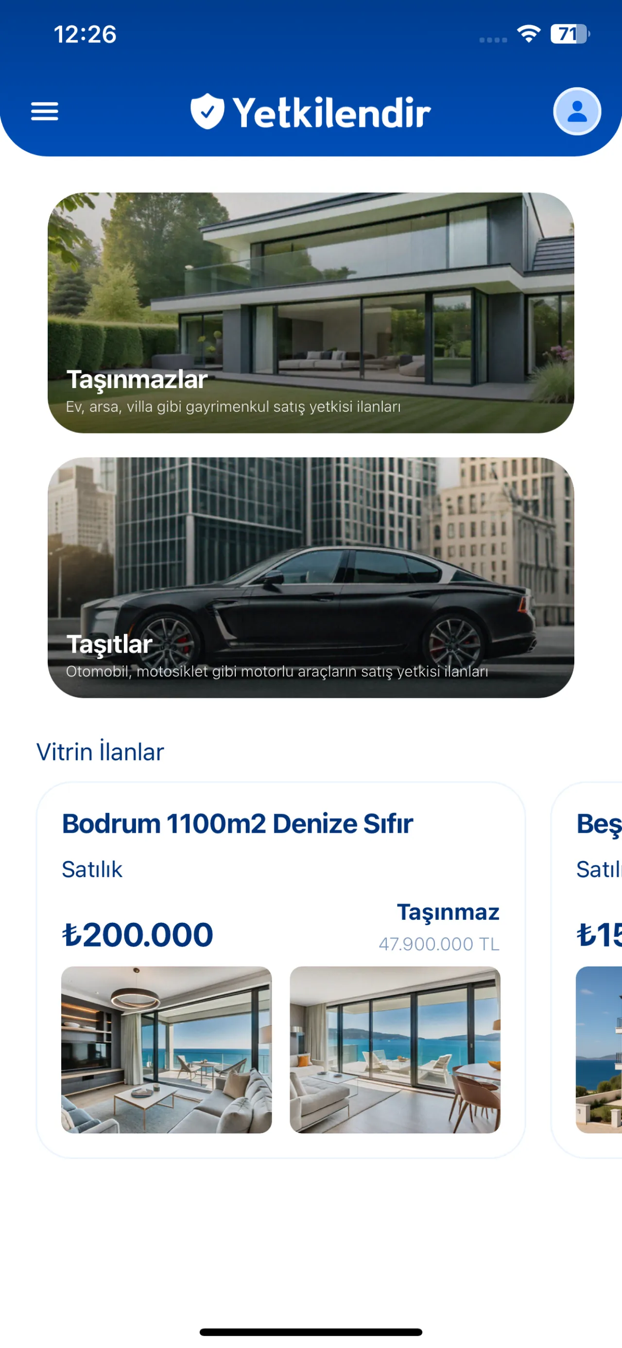 Yetkilendir uygulamasının ana ekranı